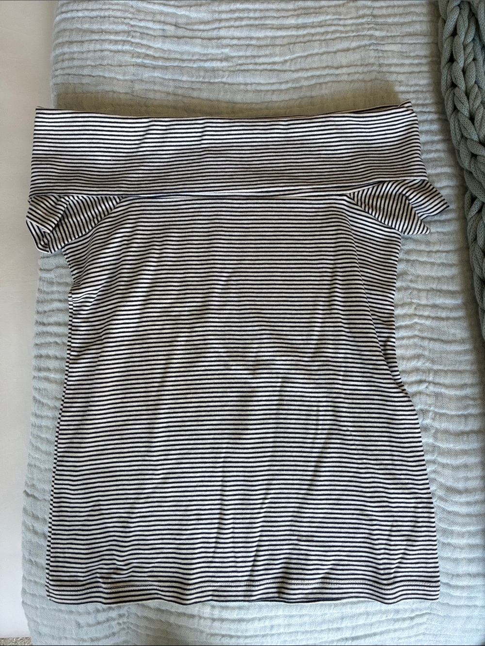 J. Crew Navy and White Striped Off-Shoulder Top